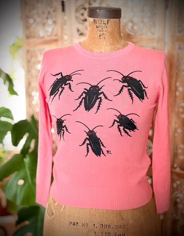 ROACH CLUB 3/4 SLEEVE SWEATER *PINK