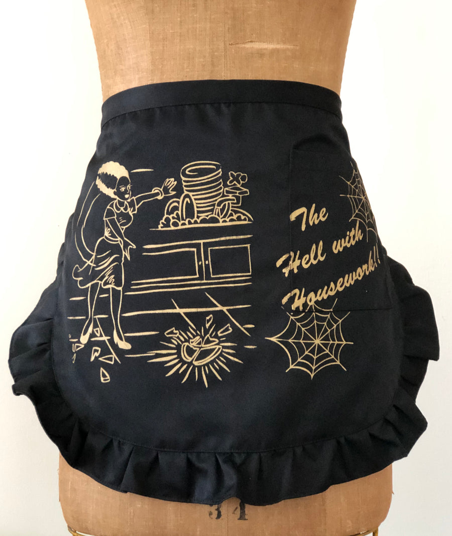 THE HELL WITH HOUSEWORK APRON *BLACK