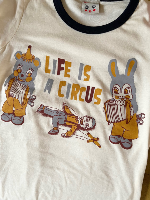 *UNISEX LIFE IS CIRCUS RINGER TEE *NAVY-BLUE/NATURAL