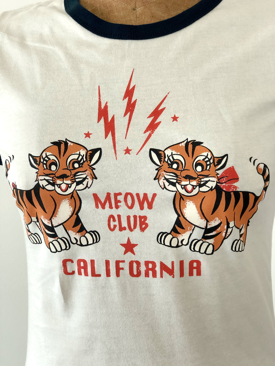 MEOW CLUB  Ringer Tee *NATURAL/NAVY